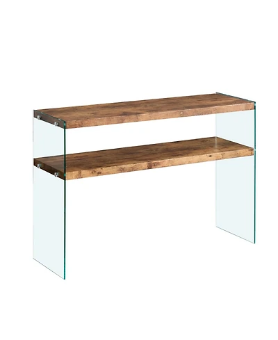 Streamdale Furniture Streamdale Mdf Console Table, Big Side Table, Walnut Tempered Glass Desk, Entry Table