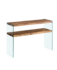 Streamdale Furniture Streamdale Mdf Console Table, Big Side Table, Walnut Tempered Glass Desk, Entry Table