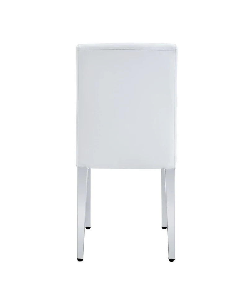 Streamdale Furniture Set of 2 Pu Leather Chairs, Silver Legs