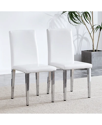 Streamdale Furniture Set of 2 Pu Leather Chairs, Silver Legs
