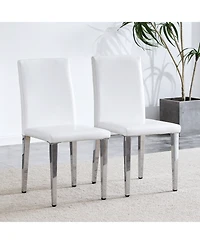 Streamdale Furniture Set of 2 Pu Leather Chairs, Silver Legs