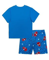Spider-Man Boys' 4-10 Printed Short-Sleeve T-Shirt and Shorts, 2-Piece Set