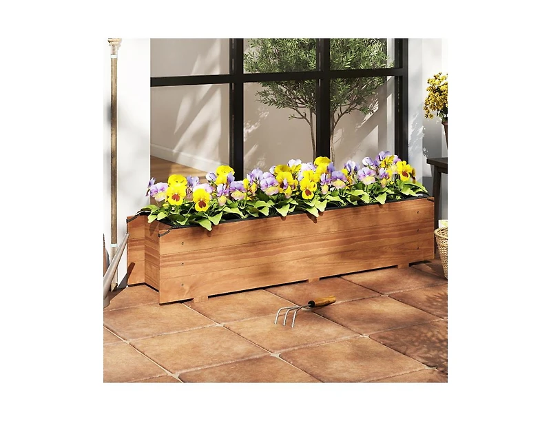 Slickblue Elevated Wooden Raised Garden Bed with Liner & Drainage