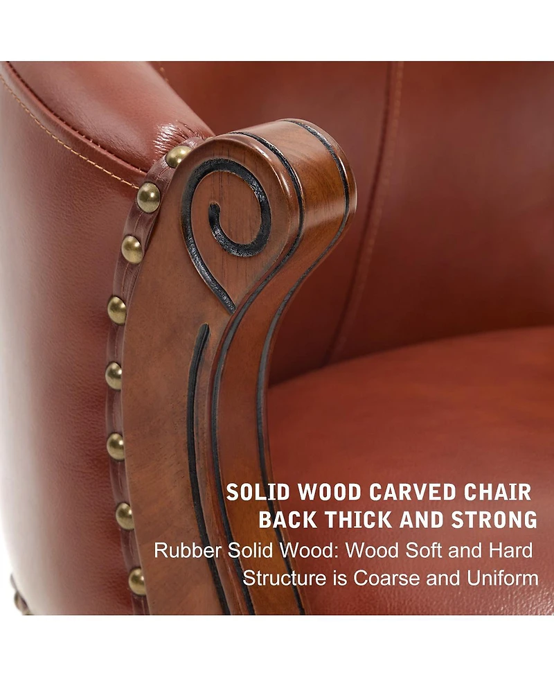 Streamdale Furniture Cow top Leather Wooden Bar Stools, 360 Swivel Bar Chair with Backs