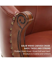 Streamdale Furniture Cow top Leather Wooden Bar Stools, 360 Swivel Bar Chair with Backs