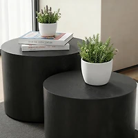 Streamdale Furniture Nesting Coffee Table Set of 2, Modern Round Wood Side Table
