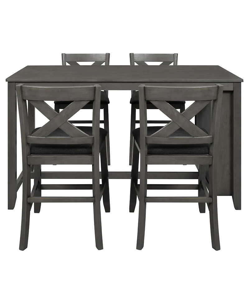 Streamdale Furniture Rustic Farmhouse Counter Height Dining Table Set with 4 Chairs