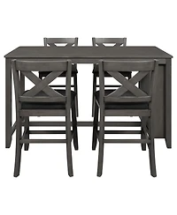 Streamdale Furniture Rustic Farmhouse Counter Height Dining Table Set with 4 Chairs