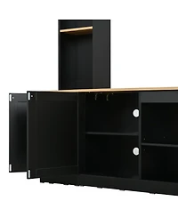 Streamdale Furniture Elegant Arched Entertainment Center with Bookshelf & Farmhouse Tv Stand