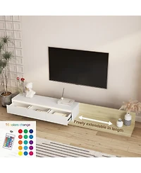 Streamdale Furniture Modern Tv Stand with Led Lights & Storage for Living Room