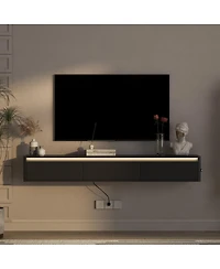 Streamdale Furniture Floating Tv Stand with Led Lights & Power Outlet