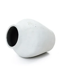 LuxenHome Antique White Cement Vase, 13.4" Tall, Decorative Accent for Tabletops and Open Shelving