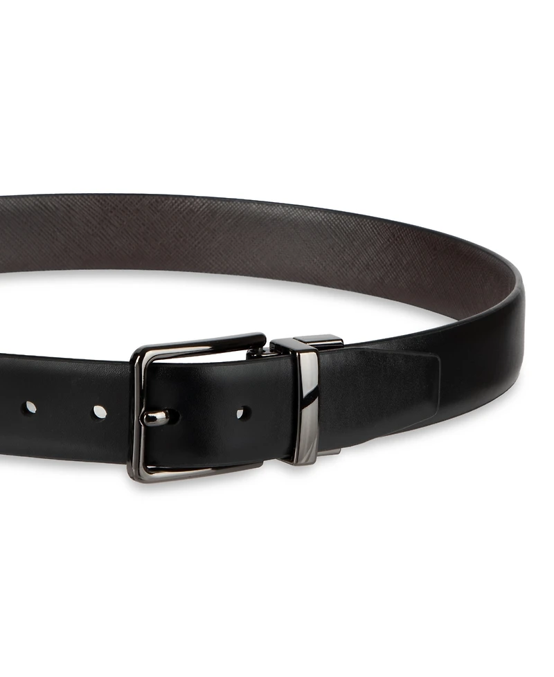 Calvin Klein Boy's S-xl Two-In-One Reversible Smooth-To-Saffiano Dress Belt