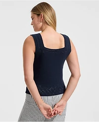 Lands' End Women's Pointelle Square Neck Tank Sweater