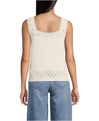 Lands' End Women's Pointelle Square Neck Tank Sweater