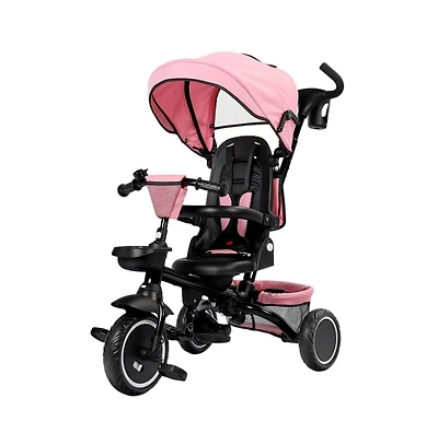 Kinder King 8-in-1 Folding Kids Tricycle Stroller with Adjustable Push Handle, Convertible Toddler