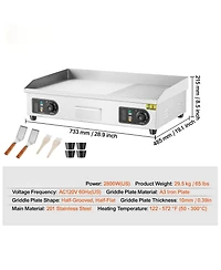 Ecooso Commercial Electric Countertop Half Flat Top Griddle, Adjustable Temperature