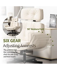 Streamdale Furniture Criss Cross Adjustable Armrests & Wheels Pu Lounge Vanity Desk Chair
