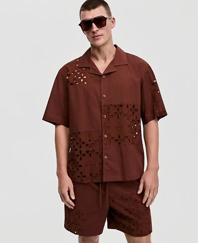 Mode of One Men's Short-Sleeve Boxy Patch Shirt, Macy's Exclusive
