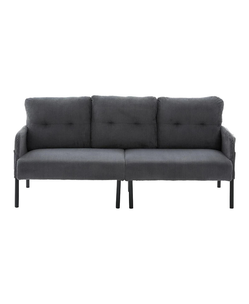 Streamdale Furniture Oversized Corduroy Loveseat Sofa with Metal Legs & Side Pockets
