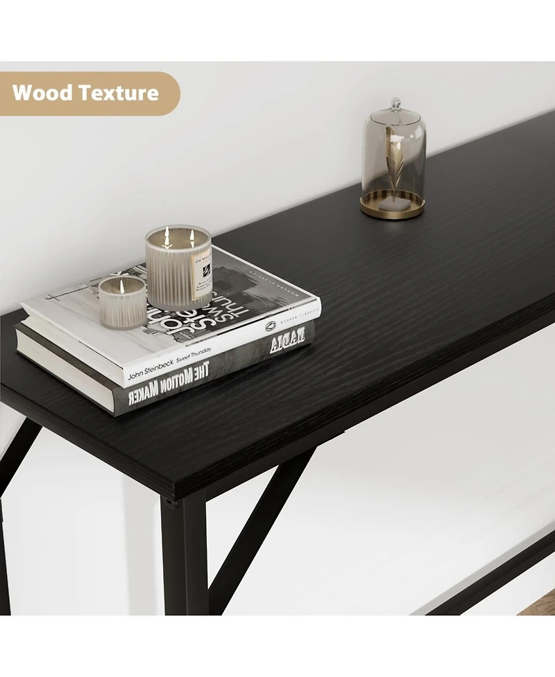 gaomon 39.4" Narrow Industrial Console Table with Built-In Outlet and Usb Ports