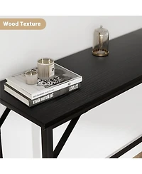 gaomon 39.4" Narrow Industrial Console Table with Built-In Outlet and Usb Ports