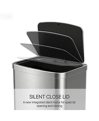 Mega Casa 16 Gallon Stainless Steel Touchless Sensor Trash Can with Silent Close Lid – Hands-Free Kitchen Garbage Bin