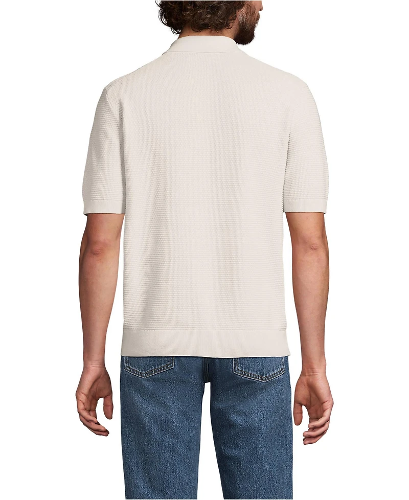 Lands' End Men's Short Sleeve Fine Gauge Sweater Polo