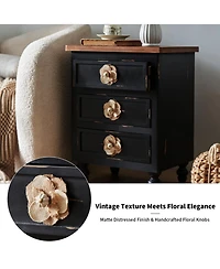 Streamdale Furniture Streamdale Vintage Farmhouse End Table - Rustic Nightstand, 3 Drawers