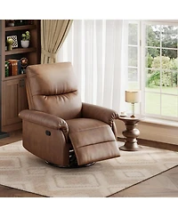gaomon Recliner Chair, 360° Swivel Rocker Glider, Padded Armrest, Deep Seat, Pu Leather, Living Room.