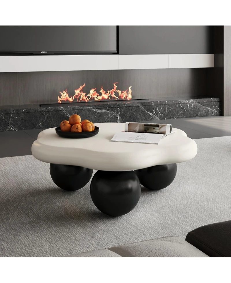 Streamdale Furniture 35" Cloud Shaped Coffee Table, Petal-Shaped Minimalist Table