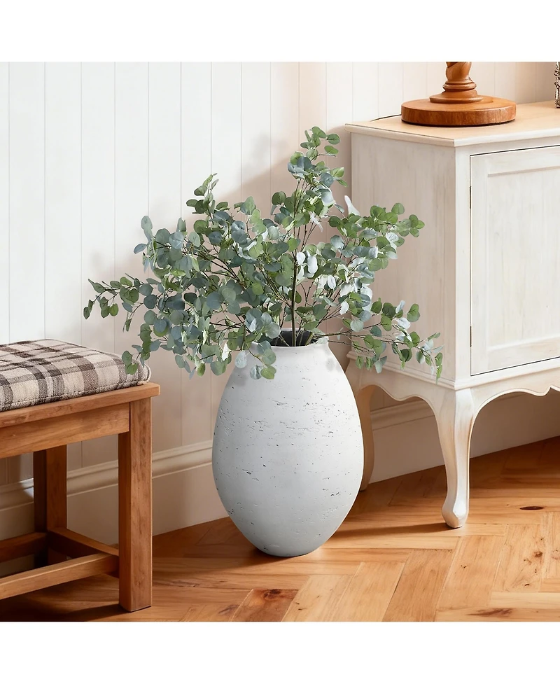 LuxenHome Antique White Cement Bulb Vase, Tall Home Accent for Floor and Tabletops