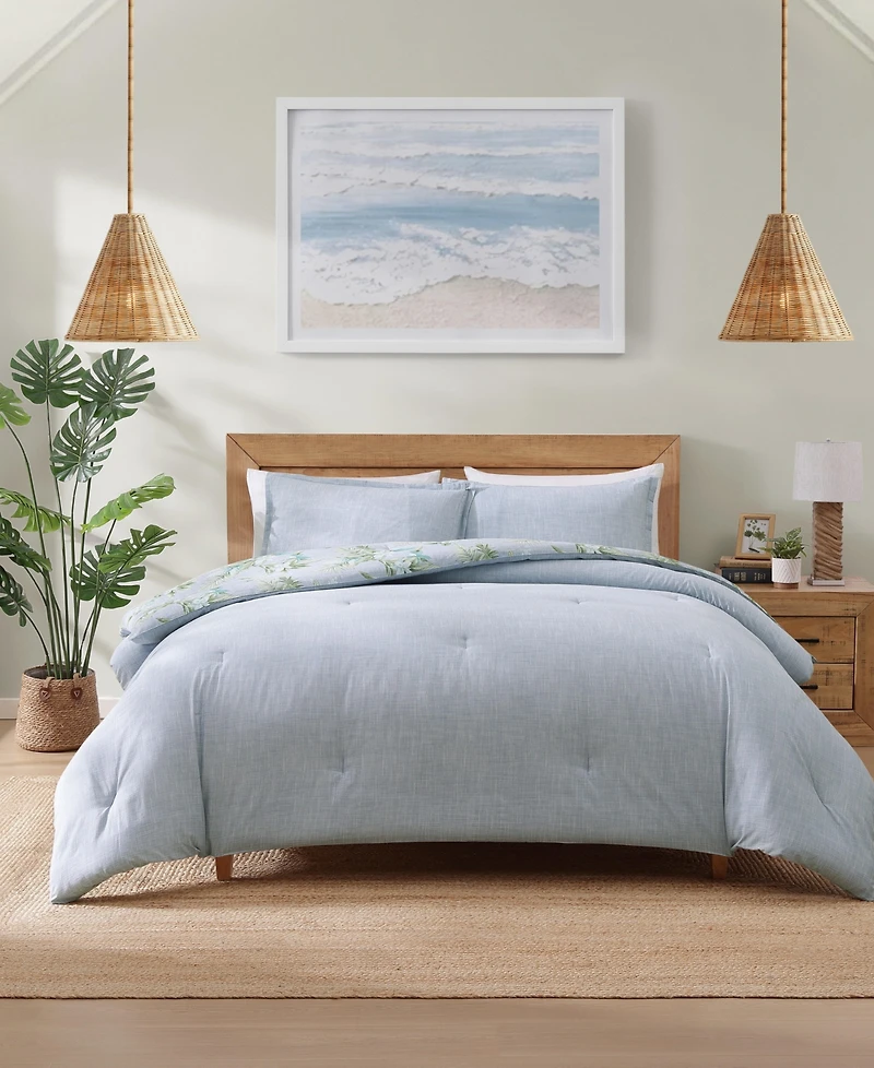 Tommy Bahama Home Floral Enchantment Cotton Reversible 3-Pc. Duvet Cover Set