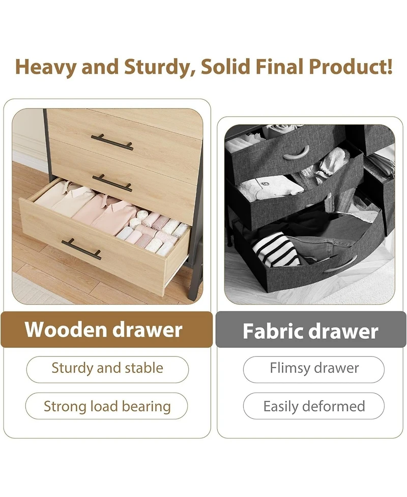 gaomon 38.6" Tall 4-Drawer Dresser, Freestanding Wooden Storage Chest for Closet, Bedroom Living Room Entryway Organizer