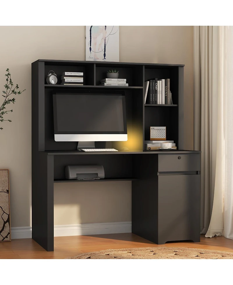 Streamdale Furniture Computer Desk with Hutch & Bookshelf, Wood Executive Desk for Home Office