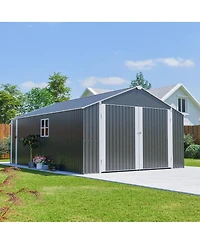 Streamdale Furniture 12x20 Ft Metal Shed Garage - 1810 Cuft, Double-Door, All-Weather Storage