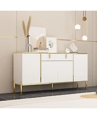 Homsee Dresser with 4 Doors and Deep Drawer, Side Cabinet for Bedroom, Living Room