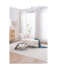 Streamdale Furniture Indoor Chenille Chair with Left Armrest & Lumbar Pillow, Lounge SofaFootstool