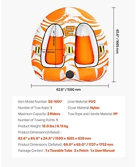 Mecale 2-Person Towable Boat Tube with Dual Cockpits and Nylon Cover