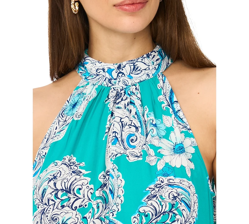 Msk Women's Paisley Floral-Print Tiered Maxi Dress