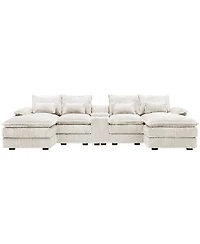 Streamdale Furniture 5-piece U-shaped sofa w/ console, Usb ports & 4 pillows.
