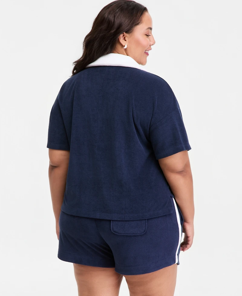 On 34th Trendy Plus Terry Collared Top, Macy's Exclusive
