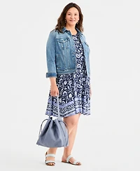 Style & Co Plus Size Sleeveless Printed Flip Flop Dress, Macy's Exclusive