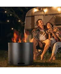 Ecooso 15 Inch Smokeless Wood Burning Fire Pit with Removable Ash Pan, Stainless Steel