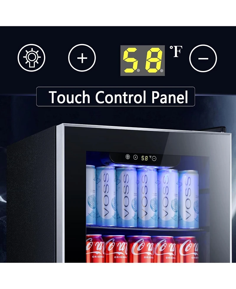 Cowsar 2.3 Cu.Ft Beverage Refrigerator, 95 Can Mini Fridge, Glass Door
