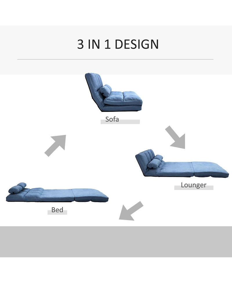 Boyel Living Convertible Floor Sofa Chair with Adjustable Backrest and Headrest