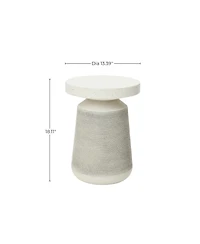LuxenHome Textured Faux Stone Patio Table, Japandi Style with Sculpted Rope-Look Base