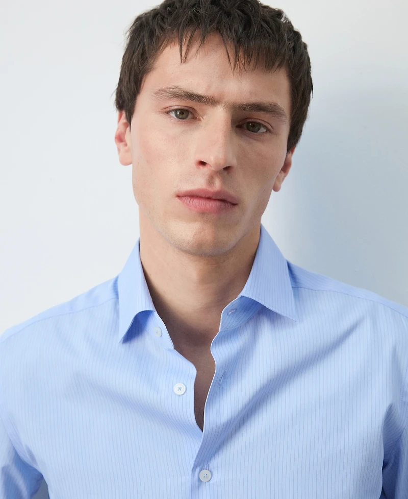 Mango Men's Cotton Striped Slim-Fit Shirt