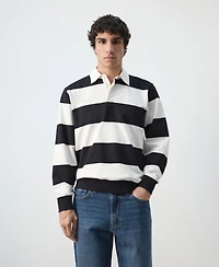 Mango Men's Cotton Striped Polo Sweatshirt
