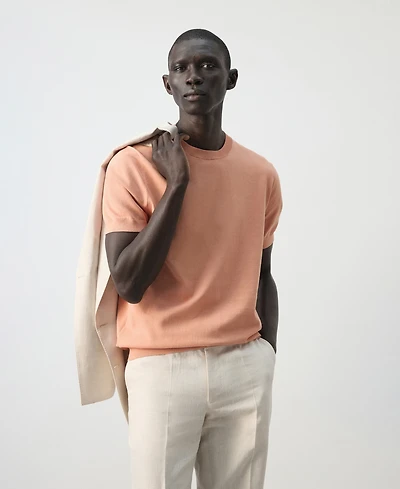 Mango Men's Cotton Fine-Knit T-Shirt